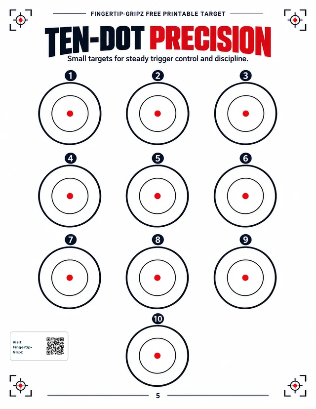 Ten-Dot Precision printable target with ten numbered circular aiming points.