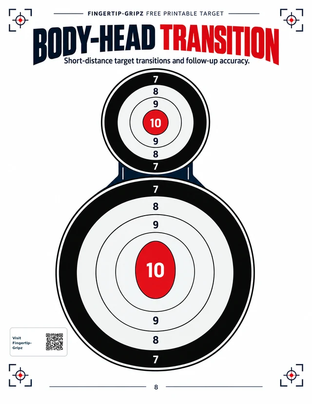 Body-Head Transition printable target with a large lower circle and smaller upper circle.