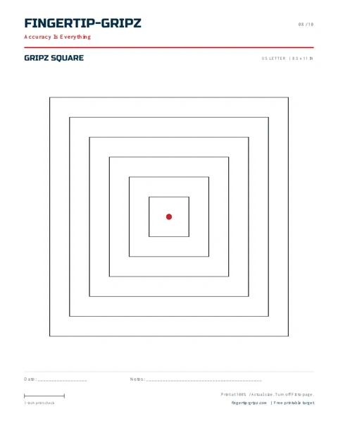 Nested squares around a clear center. Fingertip-Gripz printable target sheet.